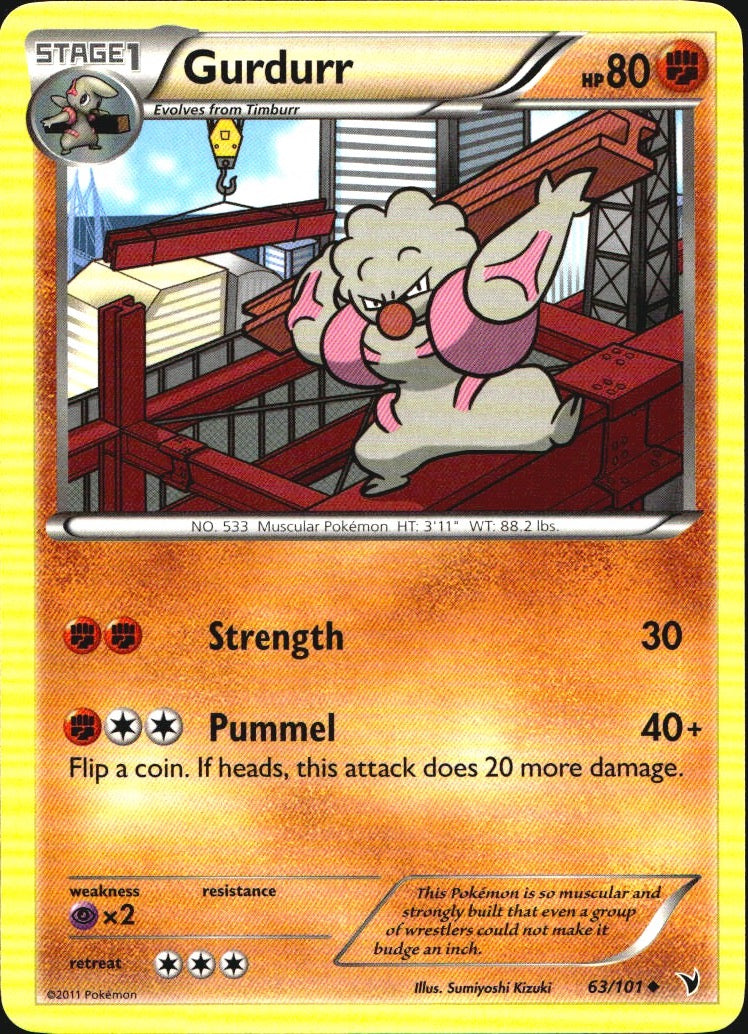 Gurdurr 63/101 Uncommon Noble Victories Pokemon Near Mint