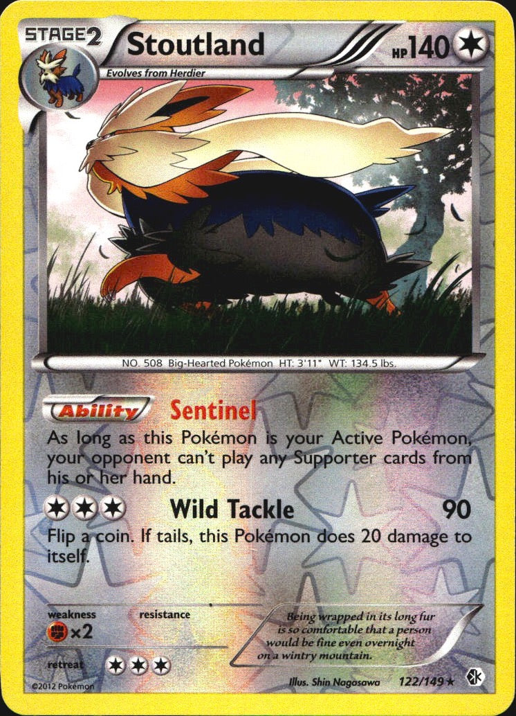 Stoutland 122/149 Boundaries Crossed Pokemon Reverse Holo Near Mint