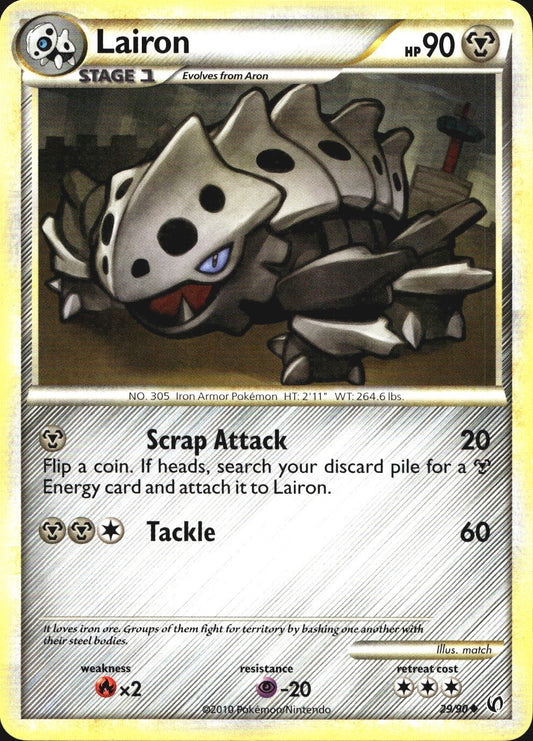 Lairon 29/90 Uncommon HGSS Undaunted Pokemon Near Mint