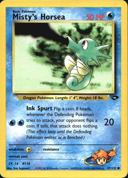 Misty's Horsea 87/132 Common Gym Challenge Pokemon Near Mint