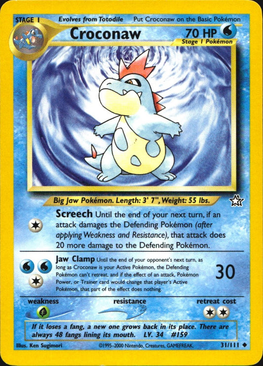 Croconaw 31/111 Uncommon Neo Genesis Pokemon Near Mint