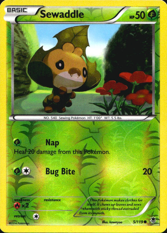 Sewaddle 5/119 Common Phantom Forces Pokemon Reverse Holo Near Mint