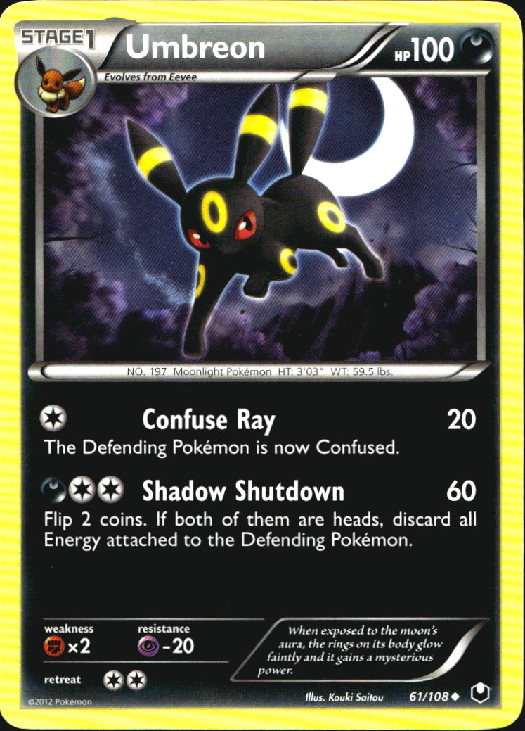 Umbreon 61/108 Uncommon Dark Explorers Pokemon Near Mint