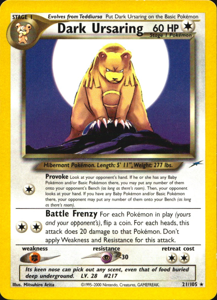 Dark Ursaring 21/105 Rare Neo Destiny Pokemon Near Mint