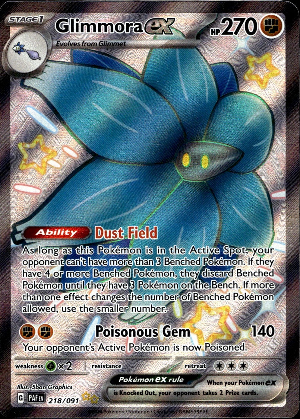 Glimmora ex 218/091 Shiny Ultra Rare Paldean Fates Pokemon Near Mint