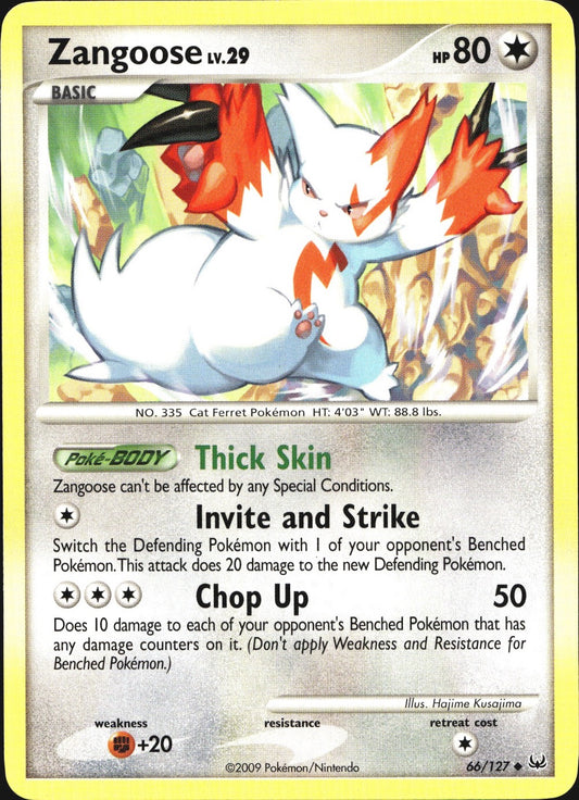 Zangoose 66/127 Uncommon Platinum Pokemon Near Mint