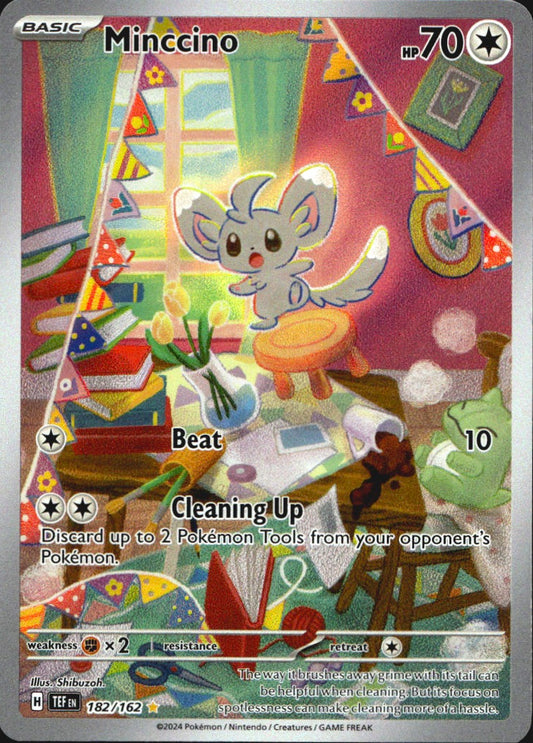 Minccino 182/162 Illustration Rare Temporal Forces Pokemon Near Mint