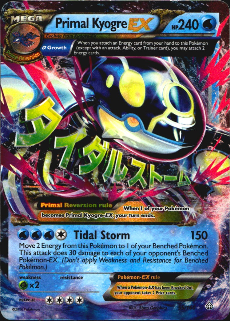 Primal Kyogre EX 55/160 Holo EX Rare Primal Clash Pokemon Near Mint