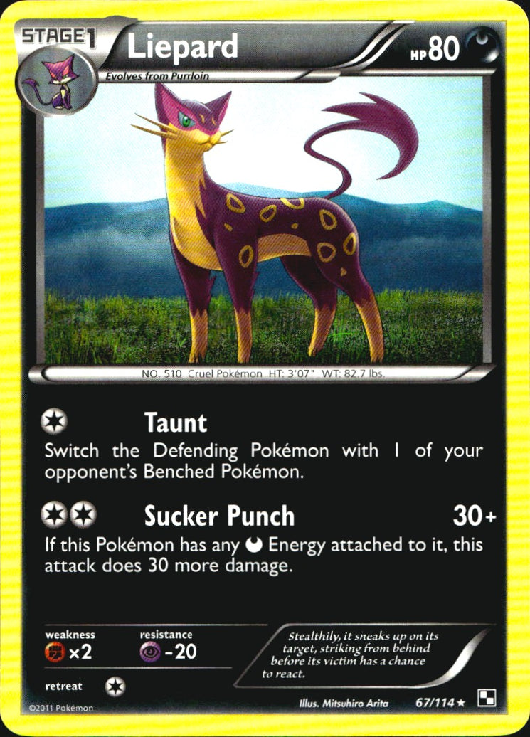 Liepard 67/114 Rare Black & White Pokemon Near Mint