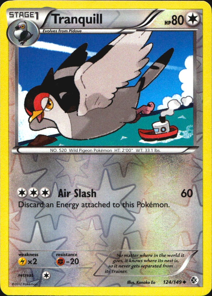 Tranquill 124/149 Uncommon Boundaries Crossed Pokemon Reverse Holo Near Mint