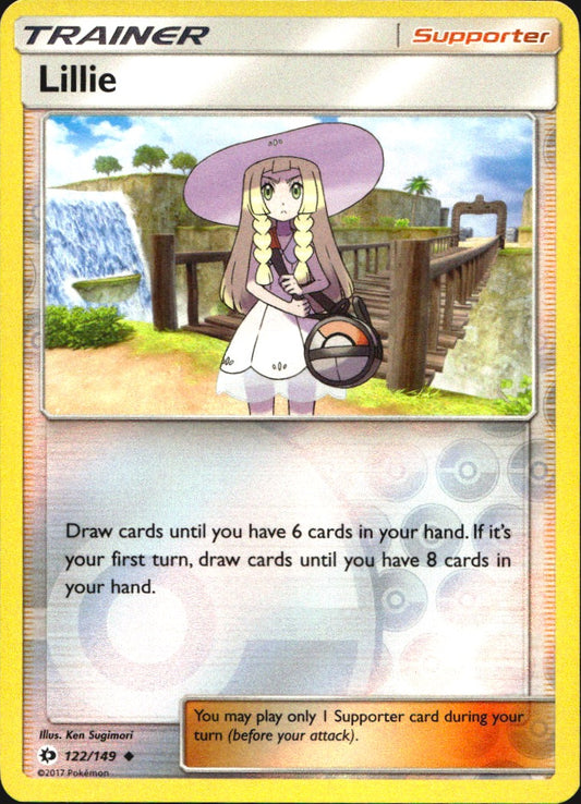 Lillie 122/149 Uncommon Sun & Moon Pokemon Reverse Holo Near Mint