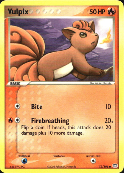 Vulpix 72/106 Common Emerald Pokemon Near Mint