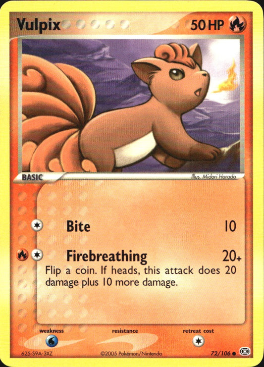 Vulpix 72/106 Common Emerald Pokemon Near Mint