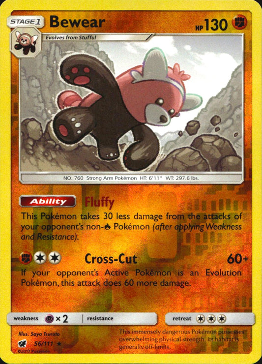 Bewear 56/111 Holo Rare Crimson Invasion Pokemon Reverse Holo Near Mint