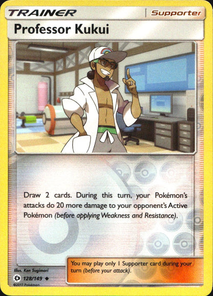 Professor Kukui 128/149 Uncommon Sun & Moon Pokemon Reverse Holo Near Mint
