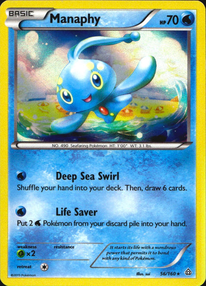 Manaphy 56/160 Holo Rare Primal Clash Pokemon Near Mint