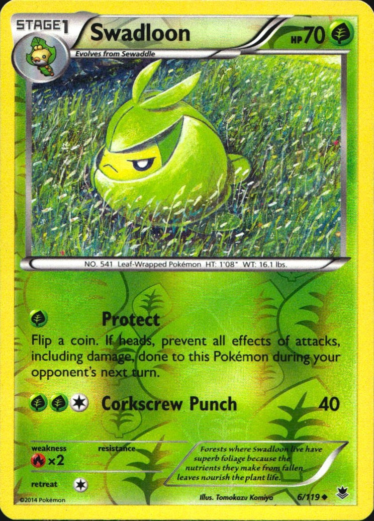 Swadloon 6/119 Uncommon Phantom Forces Pokemon Reverse Holo Near Mint