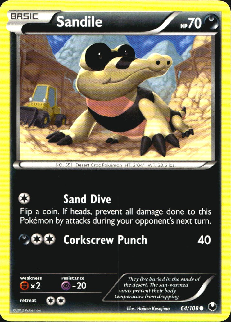Sandile 64/108 Common Dark Explorers Pokemon Near Mint