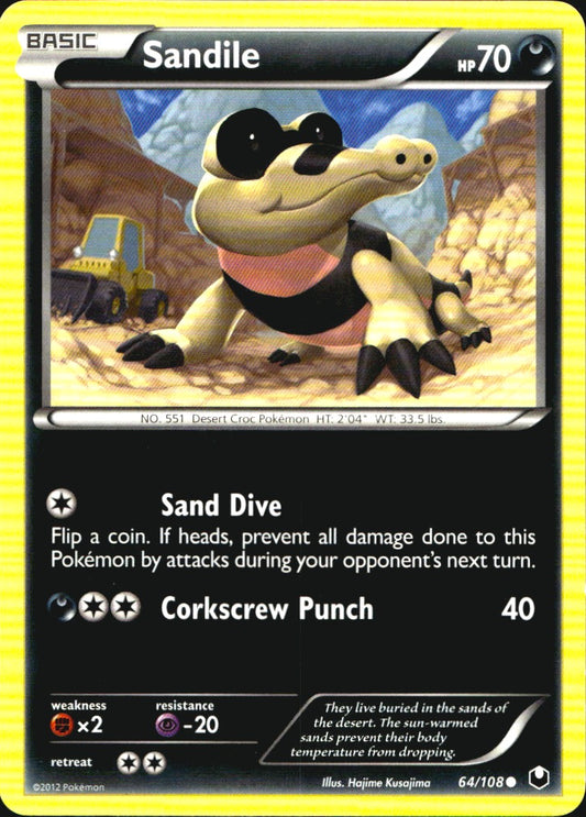 Sandile 64/108 Common Dark Explorers Pokemon Near Mint