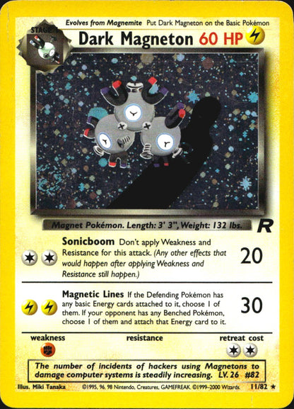 Dark Magneton 11/82 Holo Rare Team Rocket Pokemon Heavily Played
