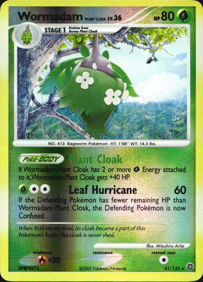 Wormadam Plant Cloak 41/132 Rare Secret Wonders Pokemon Reverse Holo Near Mint