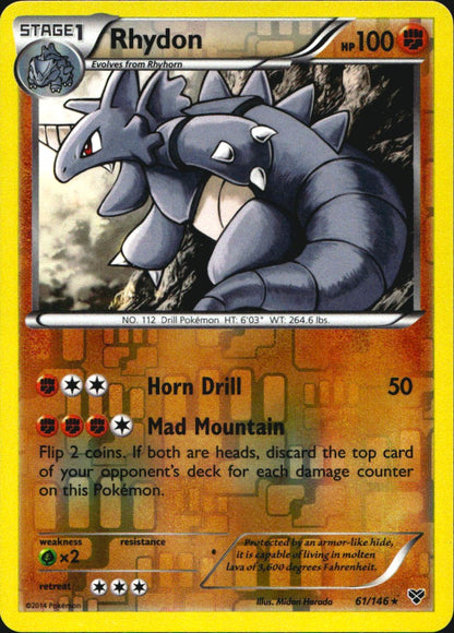 Rhydon 61/146 Rare XY Pokemon Reverse Holo Near Mint
