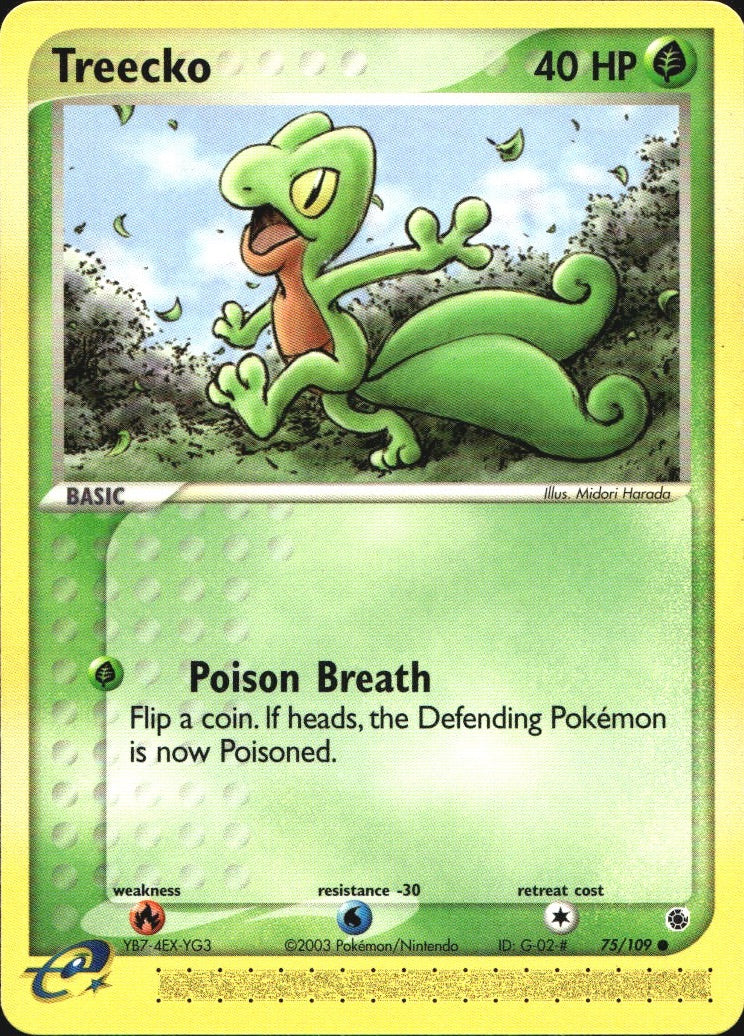 Treecko 75/109 Common Ruby & Sapphire Pokemon Near Mint