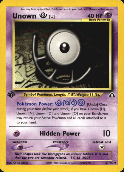Unown [U] 51/75 Uncommon Neo Discovery Pokemon 1st Edition Near Mint