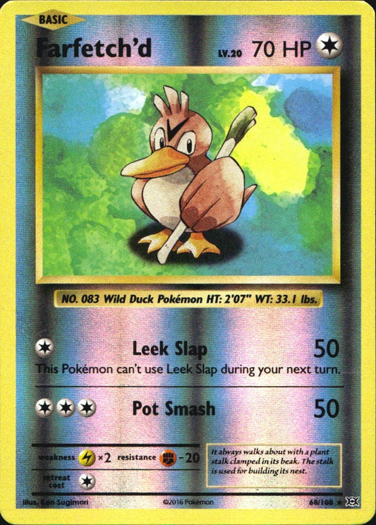 Farfetch'd 68/108 Rare Evolutions Pokemon Reverse Holo Near Mint