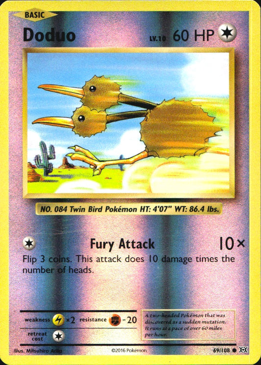 Doduo 69/108 Common Evolutions Pokemon Reverse Holo Near Mint