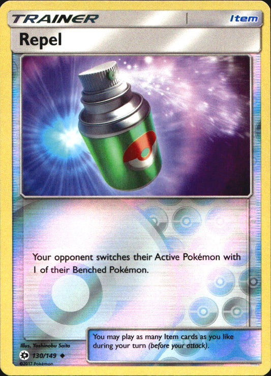 Repel 130/149 Uncommon Sun & Moon Pokemon Reverse Holo Near Mint