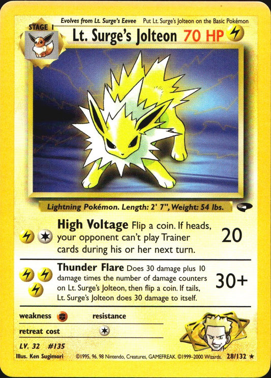 Lt. Surge's Jolteon 28/132 Rare Gym Challenge Pokemon Near Mint