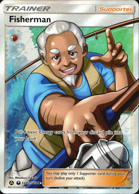 Fisherman SV83/SV94 Rare Ultra Hidden Fates Shiny Vault Pokemon Near Mint