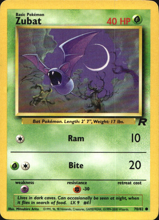 Zubat 70/82 Common Team Rocket Pokemon Near Mint