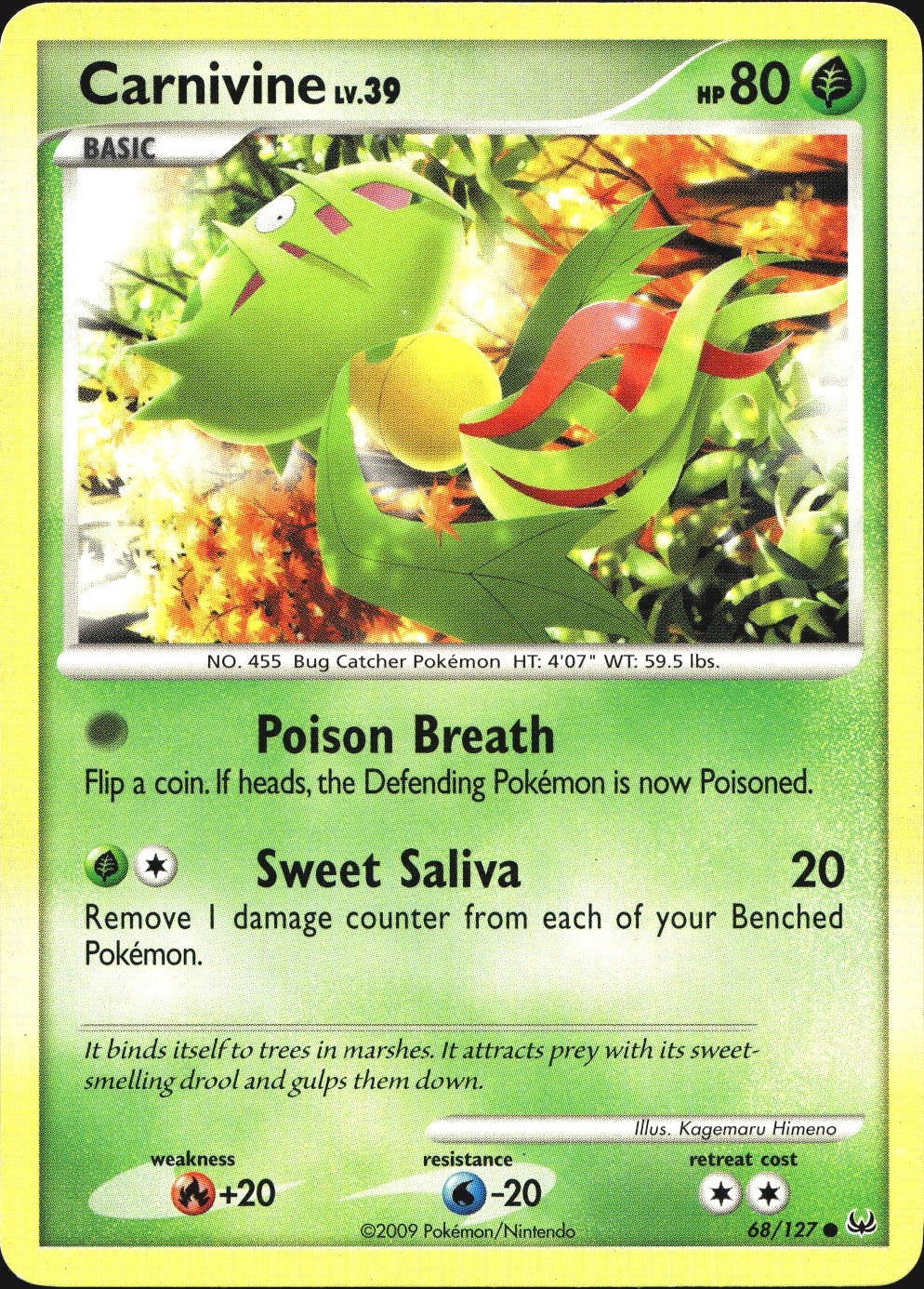 Carnivine 68/127 Common Platinum Pokemon Near Mint