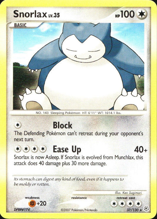 Snorlax 37/130 Rare Diamond & Pearl Pokemon Near Mint
