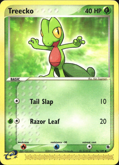 Treecko 76/109 Common Ruby & Sapphire Pokemon Near Mint