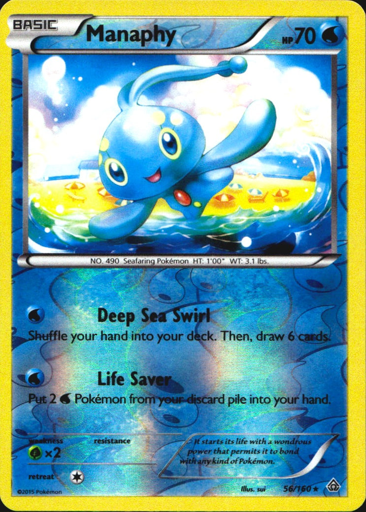 Manaphy 56/160 Primal Clash Pokemon Reverse Holo Near Mint