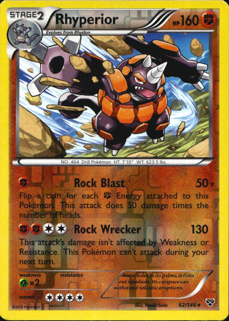 Rhyperior 62/146 Holo Rare XY Pokemon Reverse Holo Near Mint