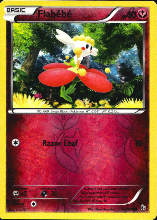Flabebe 63/106 Common Flashfire Pokemon Reverse Holo Near Mint