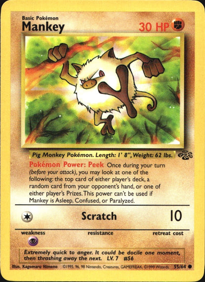 Mankey 55/64 Common Jungle Pokemon Near Mint