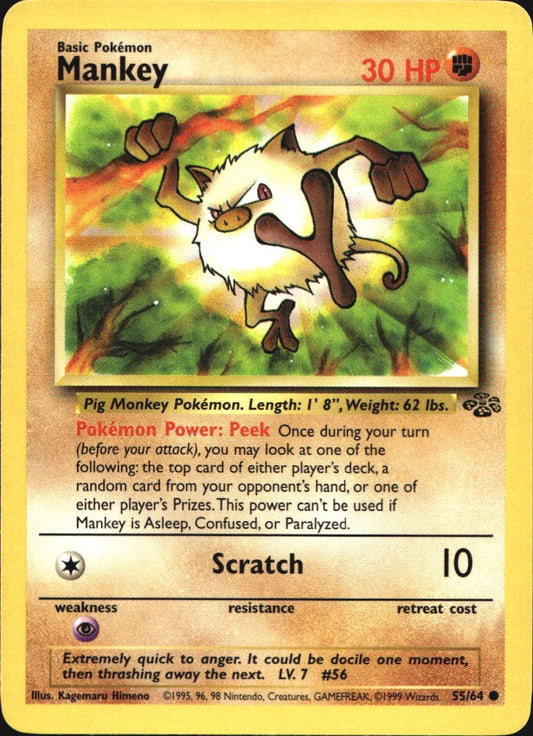 Mankey 55/64 Common Jungle Pokemon Near Mint