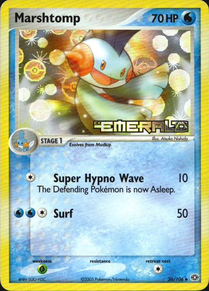 Marshtomp 36/106 Uncommon Emerald Pokemon Reverse Holo Near Mint
