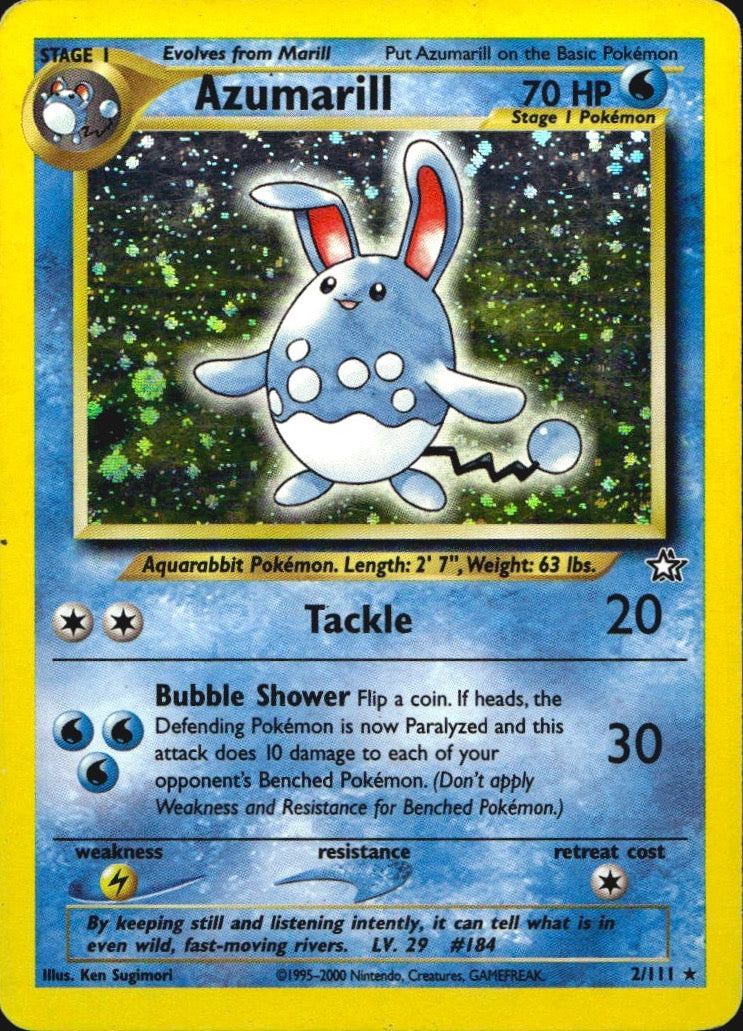 Azumarill 2/111 Holo Rare Neo Genesis Pokemon Moderately Played