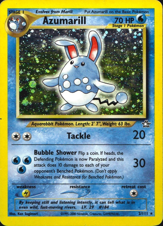 Azumarill 2/111 Holo Rare Neo Genesis Pokemon Moderately Played