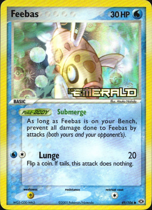 Feebas 49/106 Common Emerald Pokemon Reverse Holo Near Mint