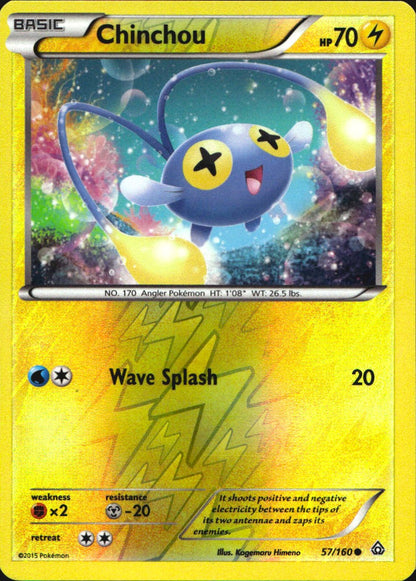 Chinchou 57/160 Common Primal Clash Pokemon Reverse Holo Near Mint