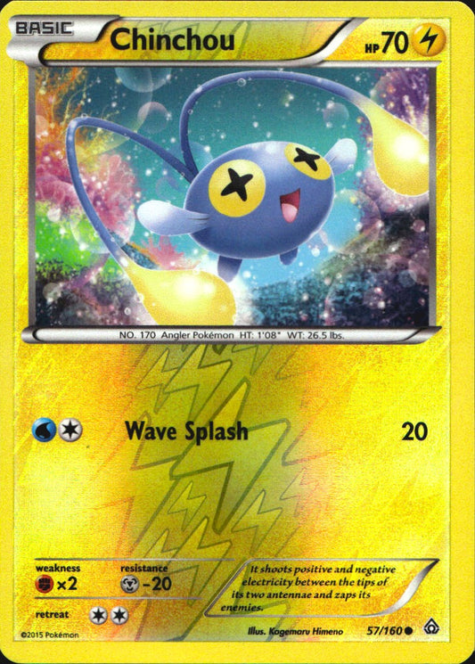 Chinchou 57/160 Common Primal Clash Pokemon Reverse Holo Near Mint