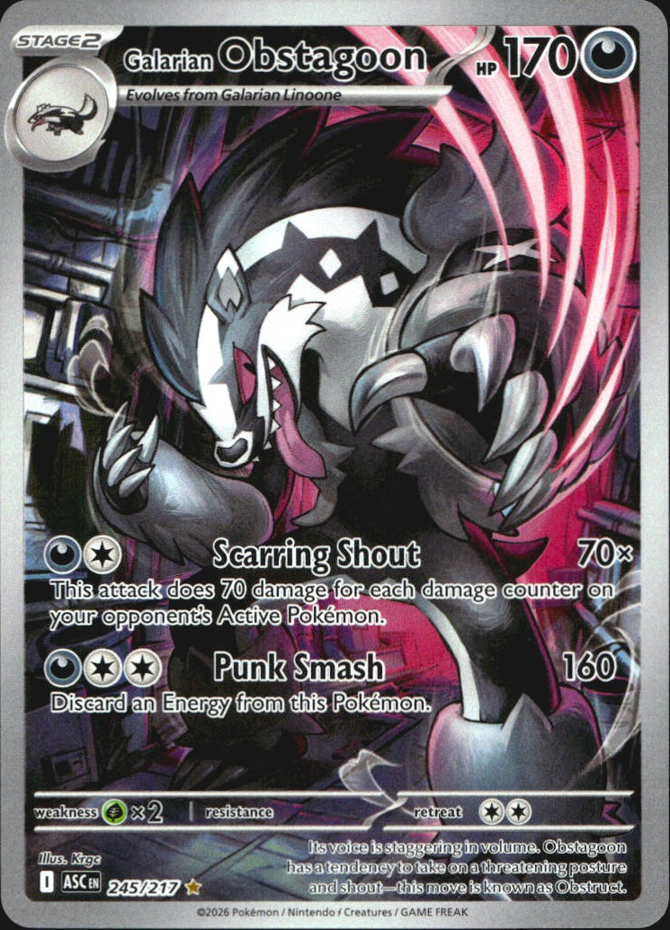Galarian Obstagoon 245/217 Illustration Rare ME: Ascended Heroes Pokemon NM