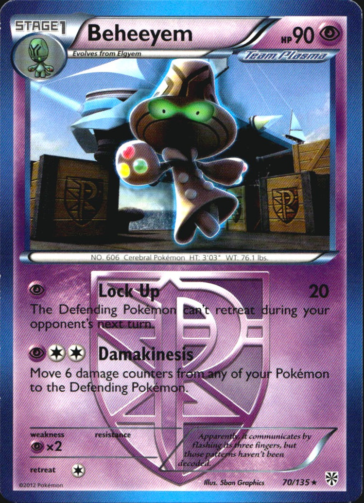 Beheeyem 70/135 Rare Plasma Storm Pokemon Near Mint